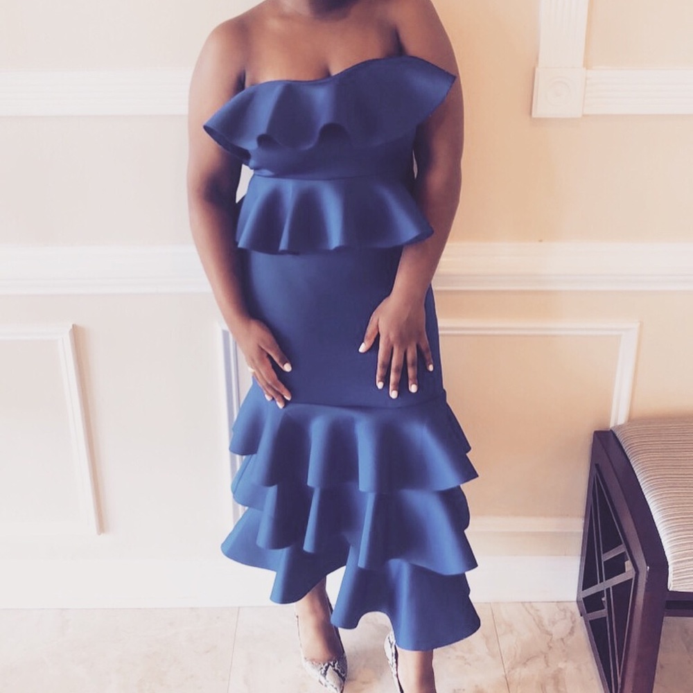 Royal blue, tiered dress - Picture 1 of 2